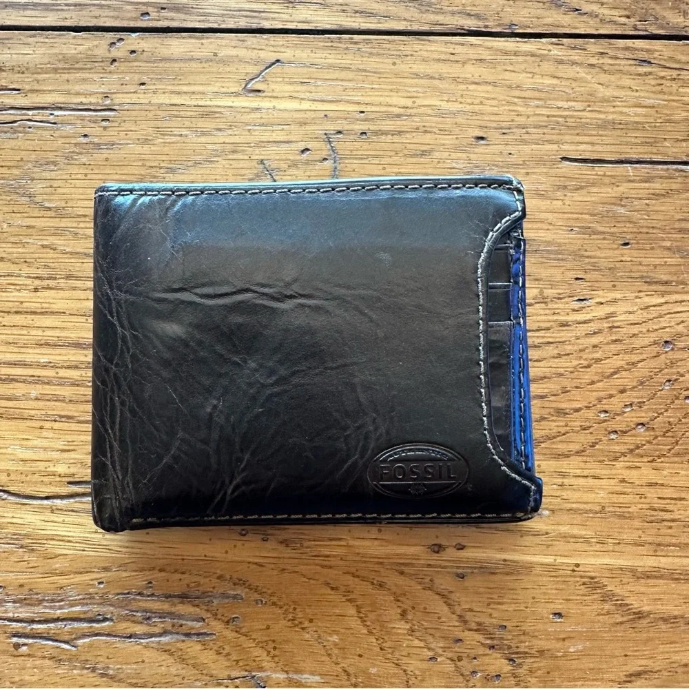 Fossil Derrick Brown Leather Bifold Wallet Sliding 2-in-1 Removable Card Case